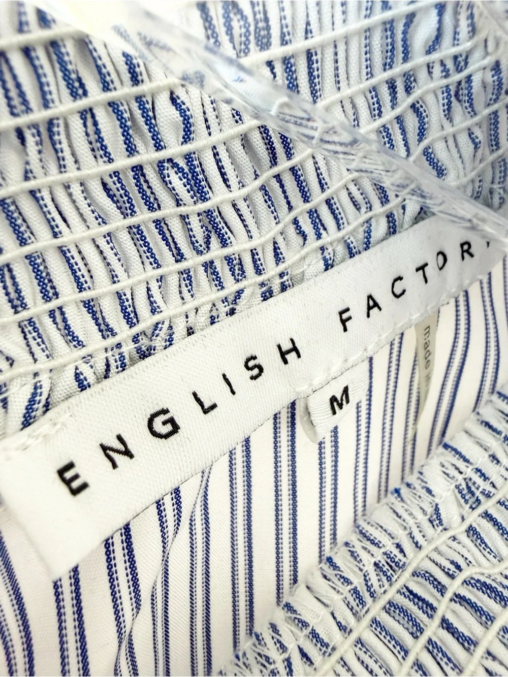 Anthropologie English Factory Striped Balloon Sleeve Blouse in Blue And White